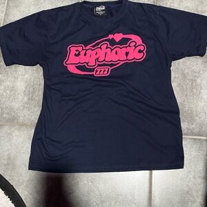 Navy Blue T-Shirt with Pink Graphic